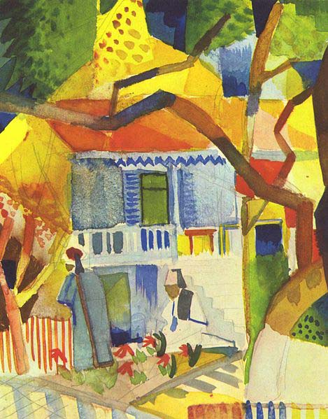 August Macke Innenhof des Landhauses in St. Germain